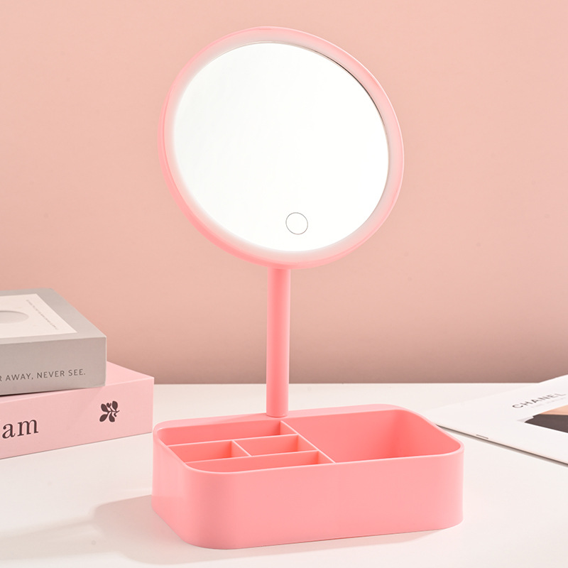 Espejo de escritorio LED con lámpara inteligente Espejo de vestir de dormitorio de estudiantes Espejo de maquillaje de escritorio Caja de almacenamiento portátil Espejo de maquillaje image 8