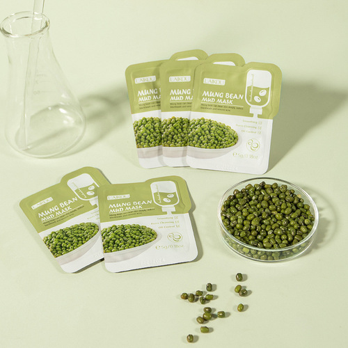 LAIKOU mung bean mask mud 5g trial manufacturer hydrating refreshing pore cleaning mud mask 1 piece