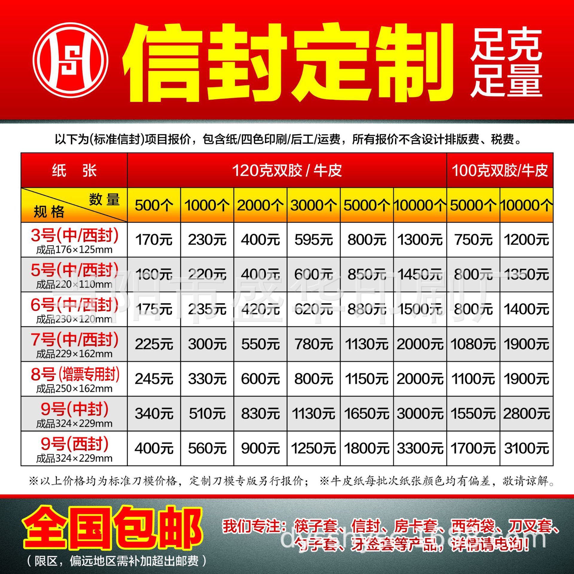 增值税发票专用信封定做  机制大小国标信封 小批量信封印刷订制