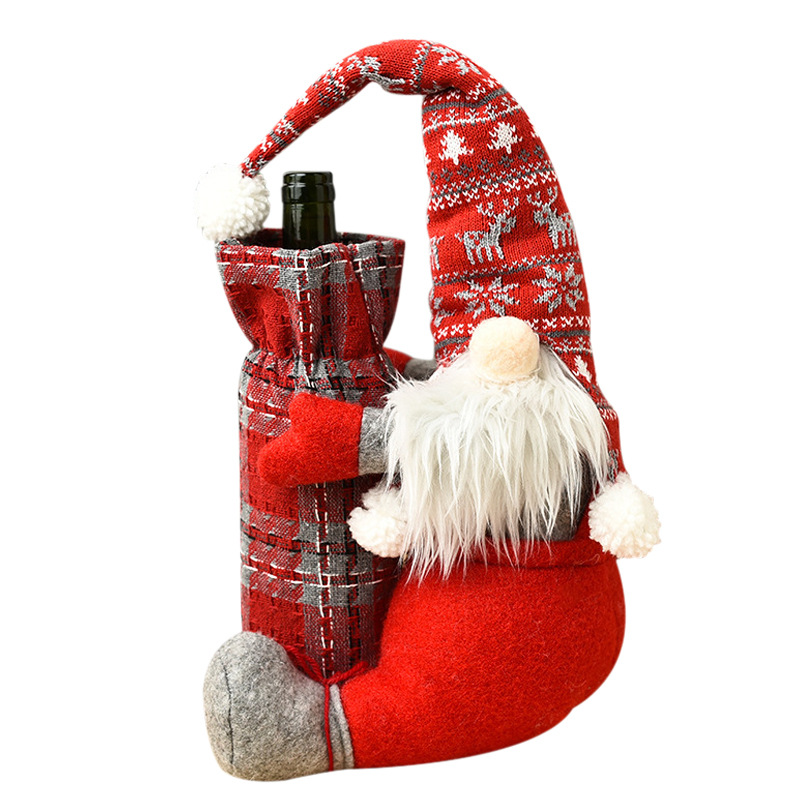 Navidad transfronteriza Rudolph muñeca de pie cubierta de botella de vino muñeca sin cara cubierta de botella de vino decoración navideña