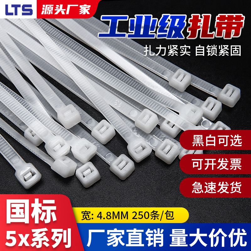 自锁式尼龙扎带电线捆绑卡扣束线带绳黑白色LTS力泰塑料厂家直供