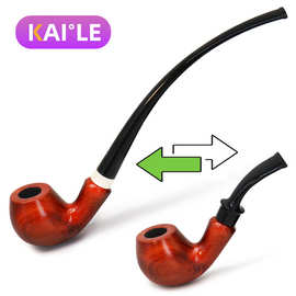 红花梨木270mm长短手柄可互换 木质烟斗长款细杆木头烟斗pipe烟具