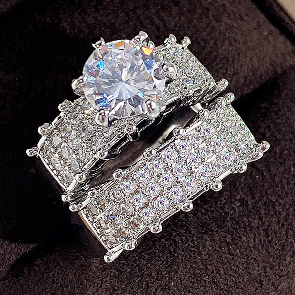 1 Piece Quantity Wedding, Party Occasion Copper Material Geometric Pattern Vintage Style Geometric Copper Plating Inlay Zircon White Gold Plated Rings
