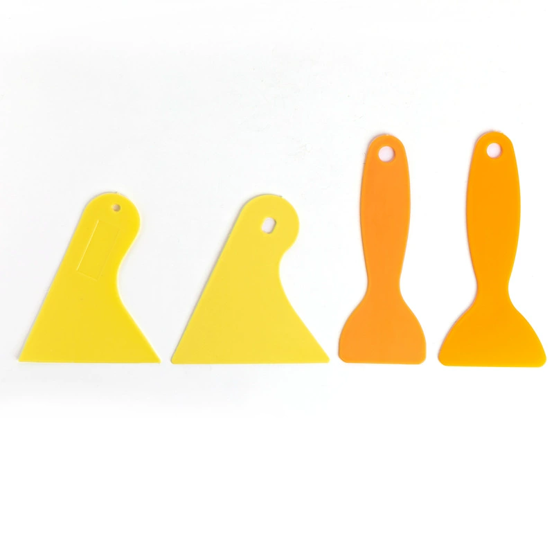 Желтый маленький скребок для нанесения пленки, пластиковый скребок для установки автомобильной пленки, производитель скребков для мойки автомобилей и удаления швов