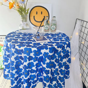 Tablecloth Floral Pastoral Retro French Rectangular Room Decoration Artistic Fresh Cotton and Linen Japanese Style Dormitory