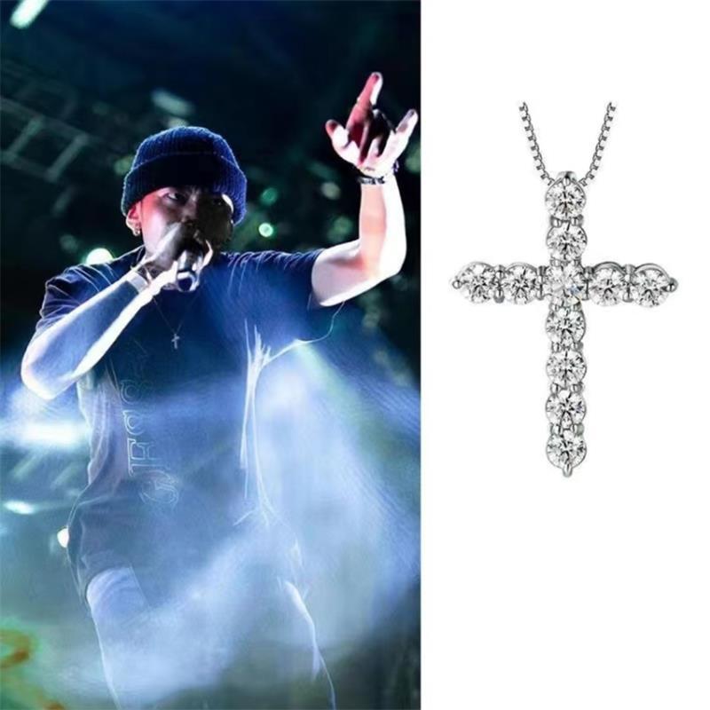 1 Piece Quantity Holiday, Daily Occasion 925 Sterling Silver Material Cross Pattern 925 Sterling Silver Zircon Box Chain Inlay Cross Pendant Necklace Necklace Pendant