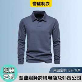 定做外贸男士长袖Polo纯衫  跨境男装 高品质休闲翻领打底衫定制