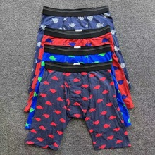 日单尾货男士内裤加长防磨腿三分裤侧开裆棉质裤头平角裤印花外贸