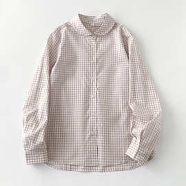 实拍2025春季新款格子大码女装百搭显瘦文艺棉格纹衬衣女上衣女