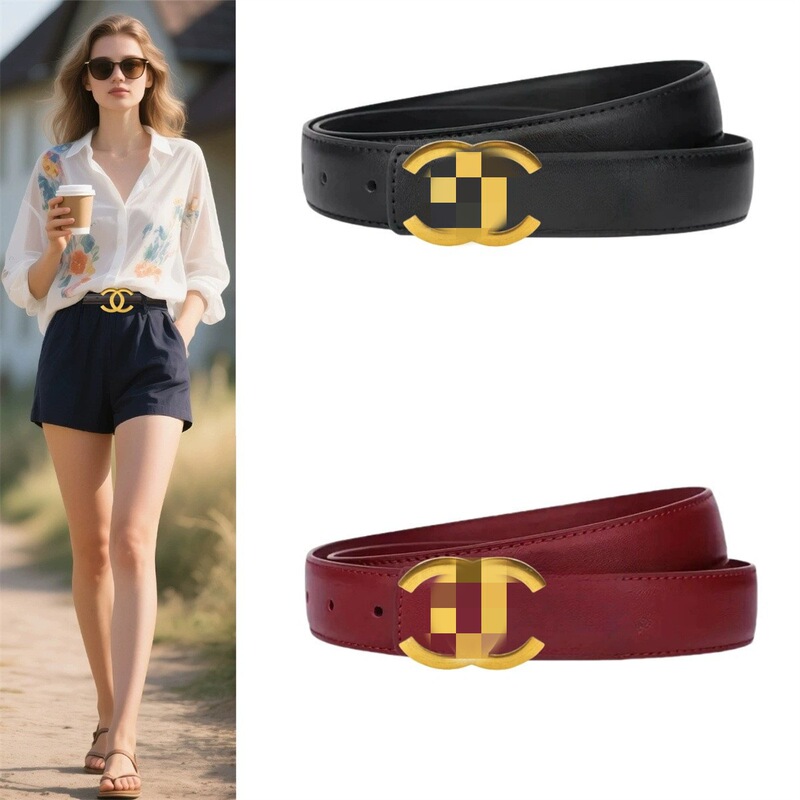 Xiaoxiang Simple Women's Genuine Leather Jeans Belt Casual Fashion Versatile Smooth Buckle Women's Trendy Belt Two-Layer Cowhide