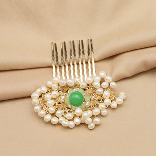 Natural pearl hair comb insert comb five-tooth jade bangs comb broken hair finishing press comb hair accessories hair twister wholesale