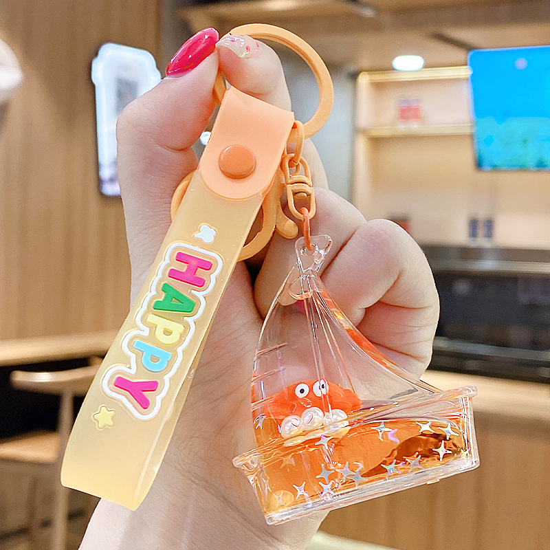 Flotante pequeño llavero de peces de colores para hombres y mujeres exquisito lindo botella a la deriva llave del coche colgante mochila colgante pequeño regalo