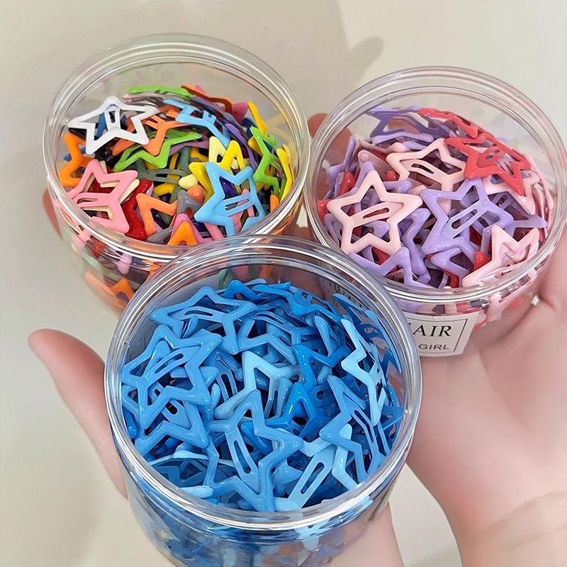 y2k dopamina estrella de pentacos de color pequeño clip de cabello para niños tocado para niños lindos bordes cortos clip de cabello