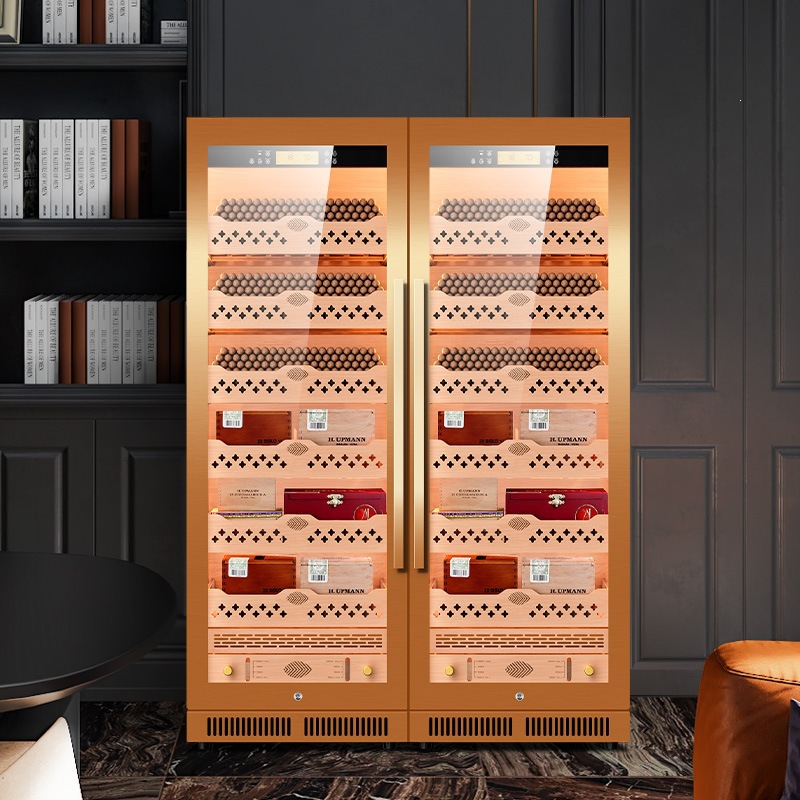 Cigar Cabinet CL-120C2 Cedar Wood Interior Stainless Steel Ammonia-Free WiFi Large Capacity Cigar Double Compartment Cabinet