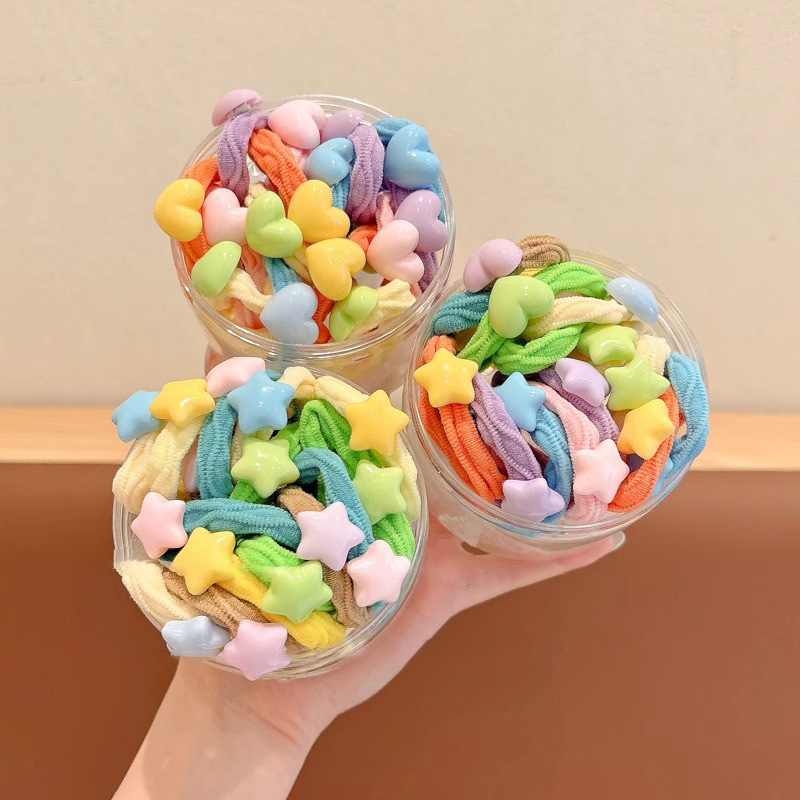 夏季热款爱心发圈儿童耐用高弹力彩色发绳多巴胺日系甜美头绳发饰|undefined
