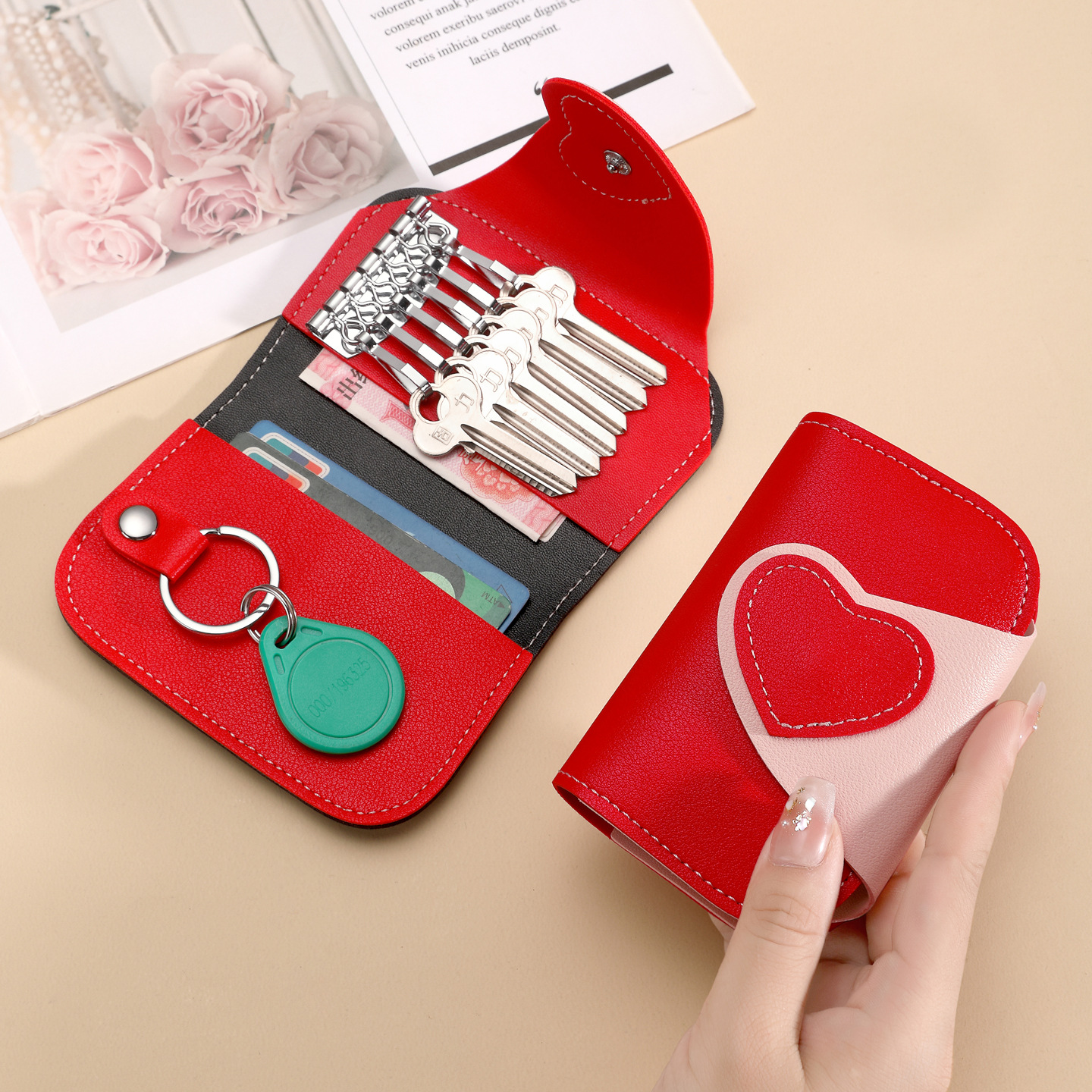 Bolsa de llaves domésticas de explosión transfronteriza pequeña mini-tarjeta bolsa de llaves femenina de alto valor facial bolsa de llaves de automóvil universal