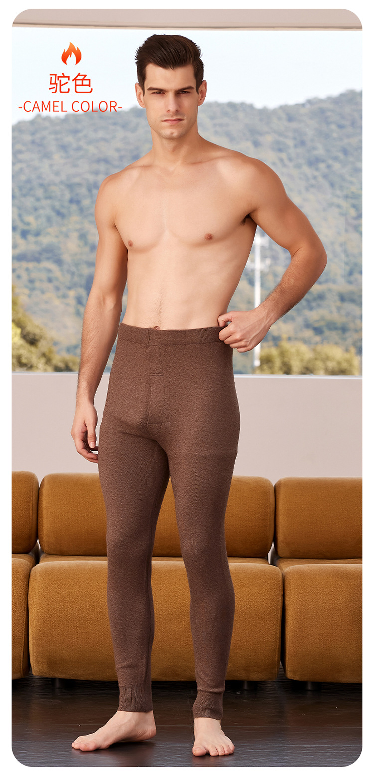 Quần cashmere nam cao cấp lưng cao giữ nhiệt mùa đông — người đàn ông màu xám đen chi tiết 17