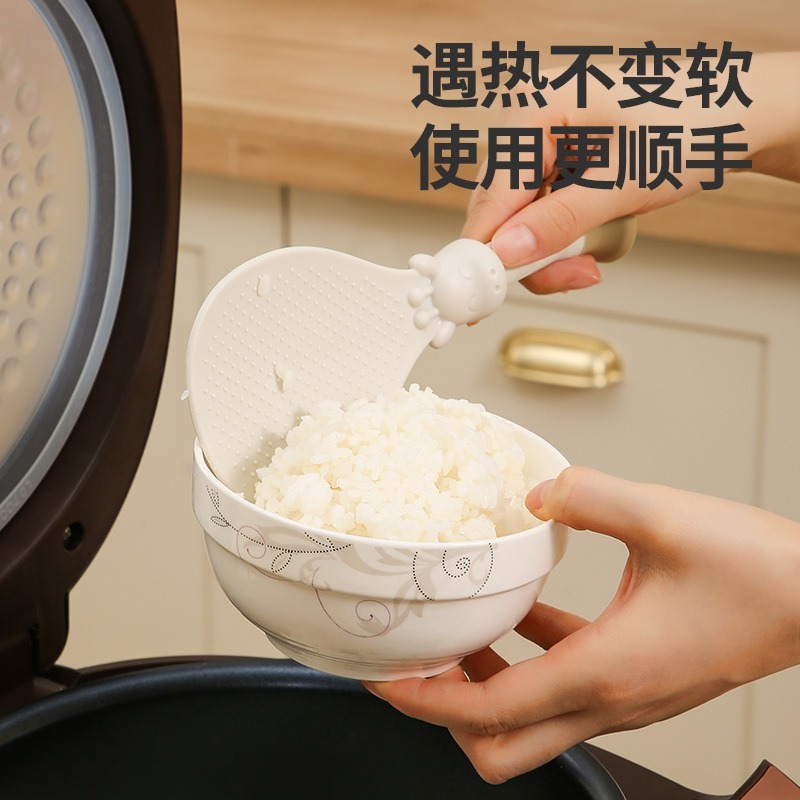 Cuchara de arroz de ciervo de cocina de tipo ventosa vertical antiadherente para arroz de arroz de grado alimenticio resistente a altas temperaturas para uso doméstico