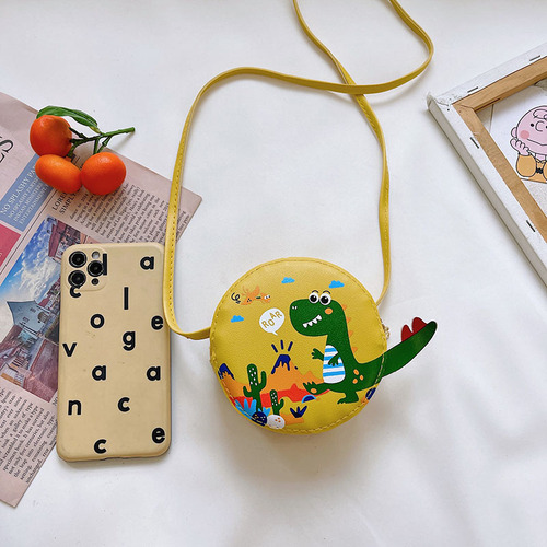 Wholesale New Children's Small Dinosaur PU Crossbody Bag for Toddlers Cute Cartoon Unisex Kids Outing Fashion Coin Round Bag