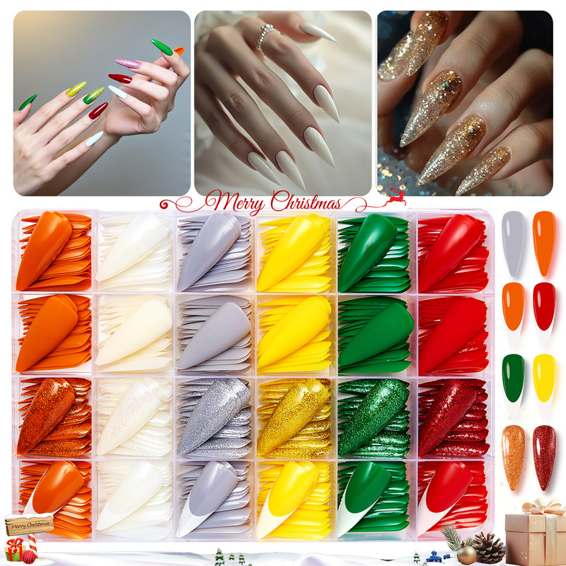 Adult Pointed Manicure Christmas Frosted Glossy Pure Color French 576 Pieces Wearable Fake Nails Press-On Extension Adult Pointed Manicure Christmas Frosted Glossy Pure Color French 576 Pieces Wearable Fake Nails Press-On Extension