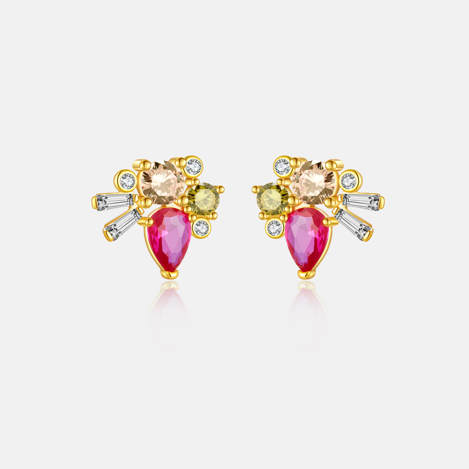 Women's Gender 1 Pair 925 Sterling Silver Zircon Geometric Water Droplets Ear Studs