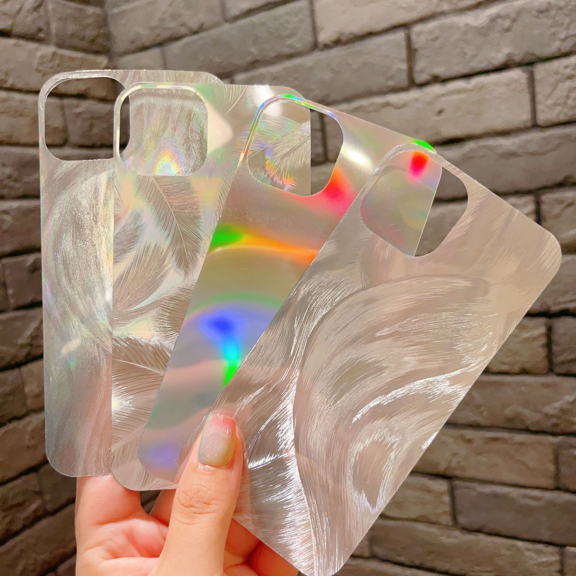 Handy-Schutzhülle mit Farbverlauf-PET-Karton, Hologramm-Folien, kompatibel mit Apple iPhone 17 Pro Max, Rückseitenkarte, 18er DUO