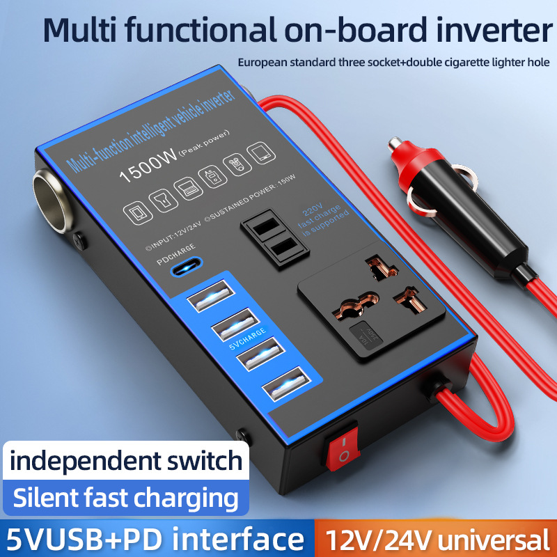 12V 24V a 220V inversor multifuncional para automóviles y camiones convertidor de alta potencia cargador universal image 1