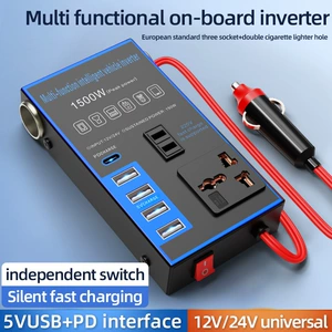 12V 24V-dən 220V-a Çoxfunksiyalı Avtomobil İnverteri, Yüksək Güclü Çevirici Şarj Cihazı