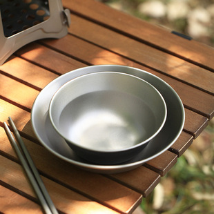 Outdoor pure titanium bowl camping tableware plate travel household soup bowl salad plate lightweight bowl dish titanium tableware plate