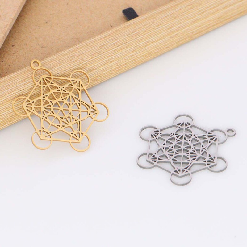 Stainless Steel Santa Metatron Necklace Keychain Women Geometric Accessories DIY Accessories