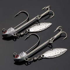 Lead Head Hook Blood Slot Triple Hooks Single Hook with Swivel Spinner Lure Long-Range Casting High-Carbon Material Freshwater and Saltwater Fishing Hooks