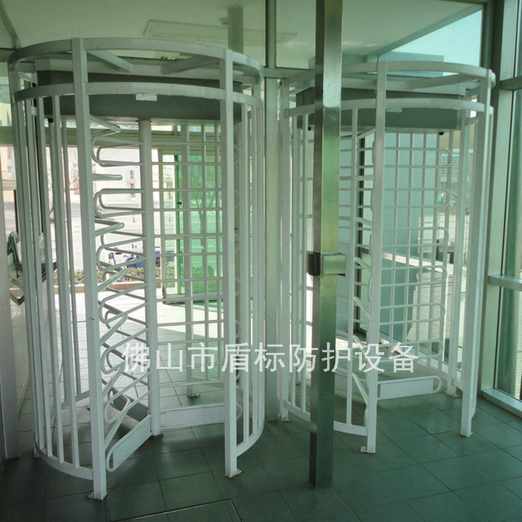 不锈钢三杆旋转无人值守通道门喷涂考勤白色单通道栅栏全高转闸机