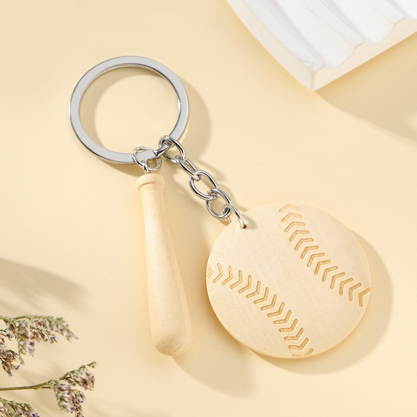 12g Weight Keychain Classification 1 Piece Quantity Daily Occasion Wood Material Baseball Pattern Unisex Gender Sports Style 1 Piece Sports Baseball Wood Unisex Keychain 7