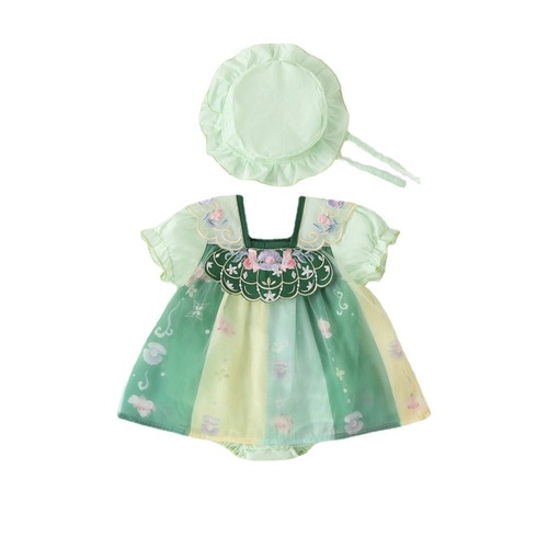 Chinese-style summer children's short-sleeve retro infant Hanfu tank top baby dress baby Tang suit dress