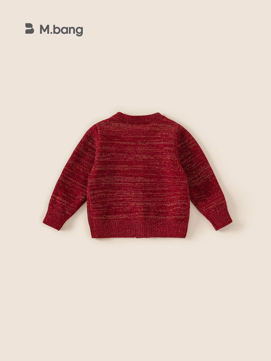 Yoobao ropa infantil de niñas suéter de arco cardigan otoño invierno rojo nuevo bebé ropa de Año Nuevo abrigo de punto
