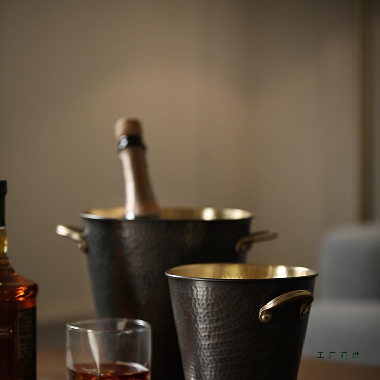 High Appearance Value! Light Luxury Copper Wine Barrel Beer Barrel Home Wine Cabinet Decoration Commercial Ice Bucket Bar Ice Bucket