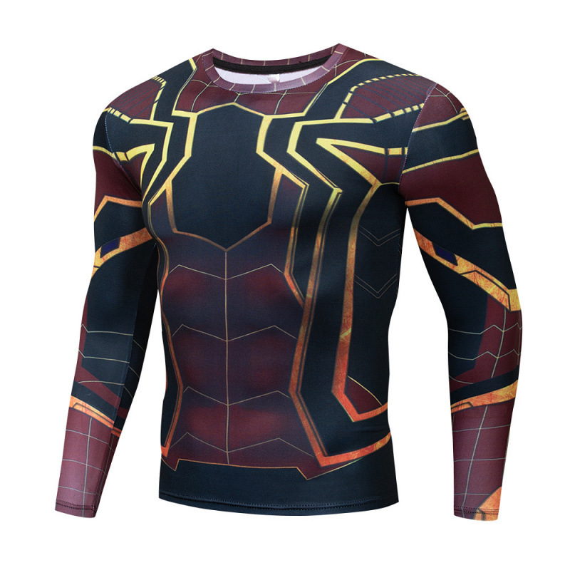 Long-sleeved Avengers 3 Infinity War fitness quick-dry top sports Marvel Spider-Man pullover T-shirt Long-sleeved Avengers 3 Infinity War fitness quick-dry top sports Marvel Spider-Man pullover T-shirt