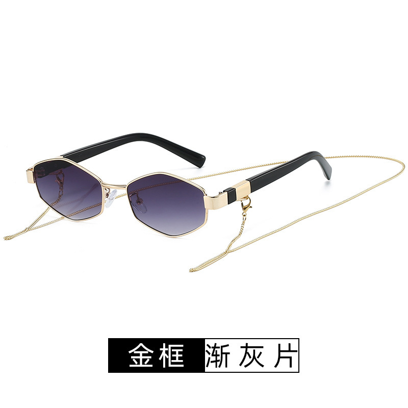 复古个性链条墨镜女轻奢风新款金属眼镜跨境欧美网红潮时尚太阳镜|undefined