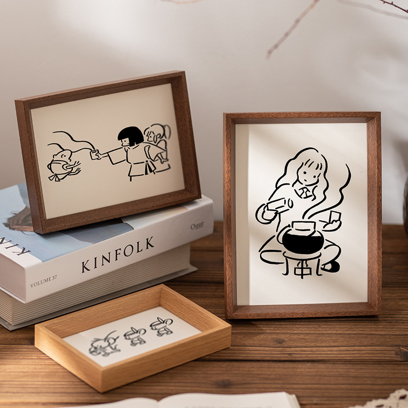 Simple Wooden Photo Frame 6-inch Photo Frame Children's Sketch Mounting Table 8-inch 10a4 Creative Picture Frame Ornaments Frame