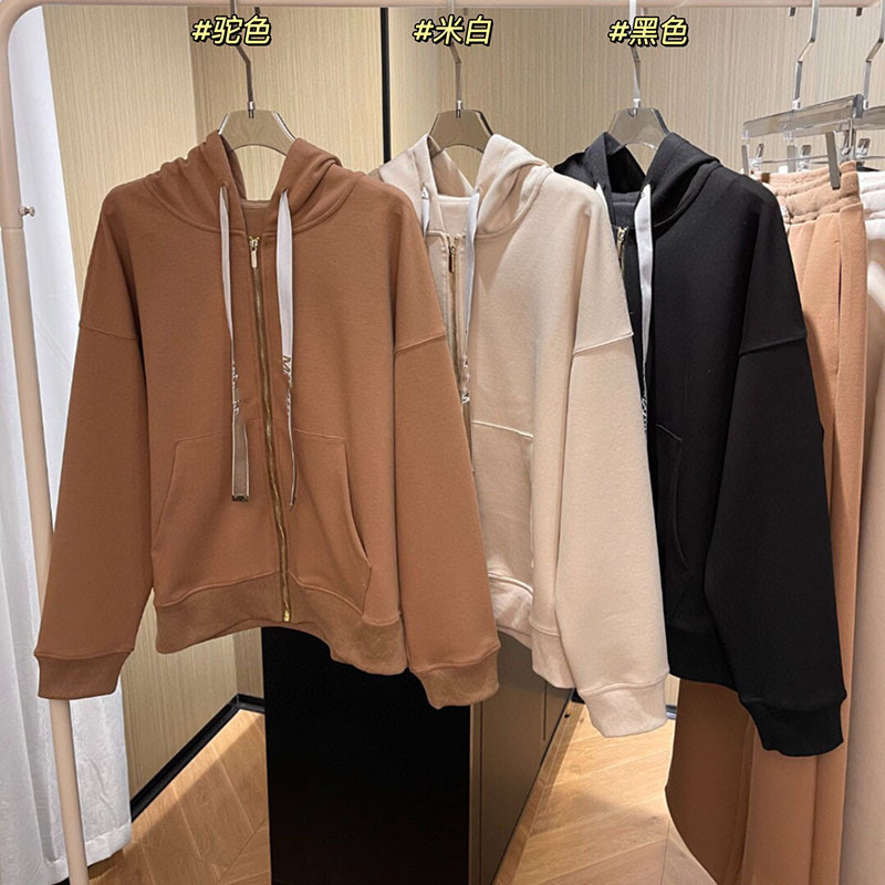 M New 2025 Spring Design Sense Air Cotton Women Drawstring Hooded Casual Sweater Zipper Cardigan Jacket Women