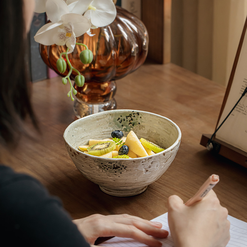 Koike Wabian Jifeng Nostálgico Cuenco de cerámica Cuenco de fideos gruesos Cuenco de arroz Vajilla retro Exportación transfronteriza