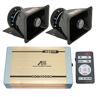 Car-mounted wireless remote control alarm, Car horn/tweeter - as830f-main-unit-square-speaker-set-12v