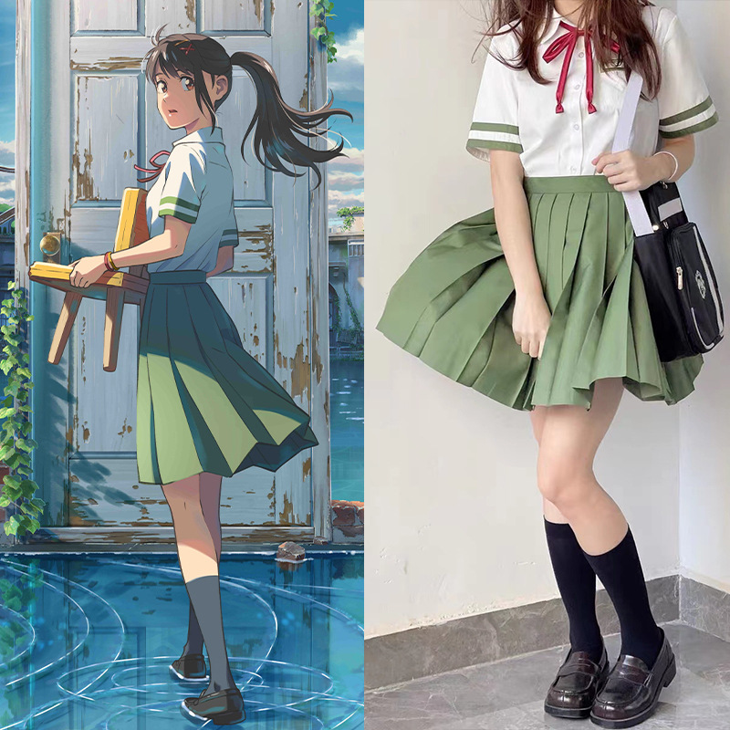 Japanese original cartoon Bell Bud household Association JK top college style Japanese cos uniform short sleeve shirt set