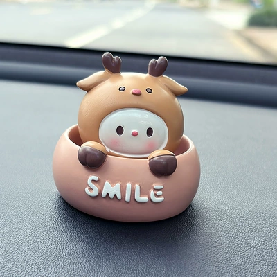 Cute Shaking Head Animal Dolls, Car ornaments - milk-coffee-deer-single