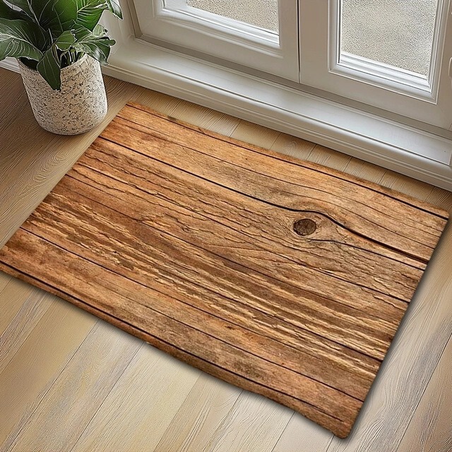 Cross-Border Temu Wood Grain Diatomaceous Earth Bathroom Absorbent Floor Mat, Dirt-Resistant and Easy-Care Doormat, Room Decoration Door Mat