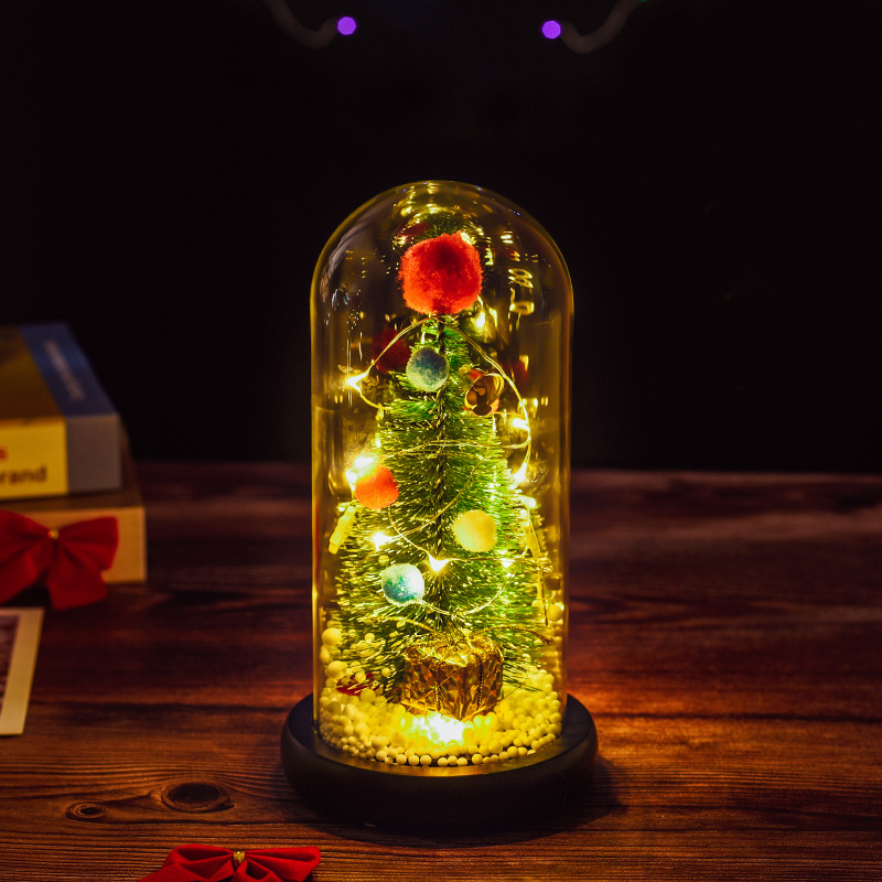 Cross-border exclusive Amazon Christmas creative new Christmas tree glass cover decoration accessory LED light gift