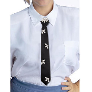 Women rhinestone tie, adjustable tie when elegant tie shirt suit accessories