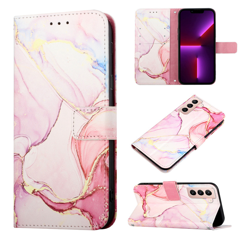 Flip Marble Leather Case Suitable for Samsung S21 5G/S22 Mobile Phone Protective Case A53A12M12 Hand Strap S20