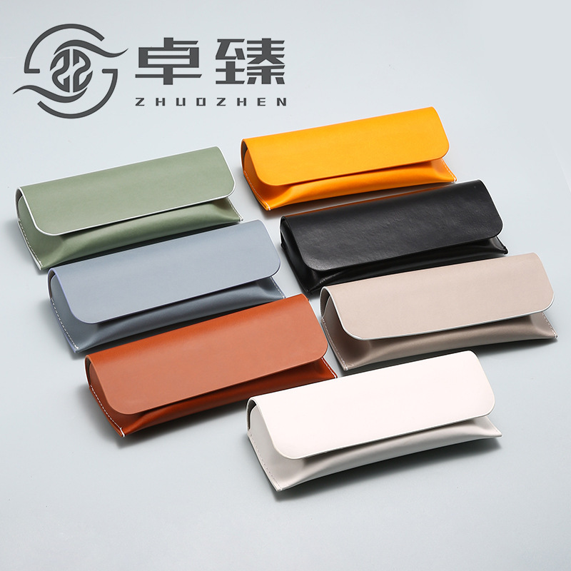 Factory batch 23 new 7 color small size BL oil edge leather PU glasses case flip Sun optical wallet soft bag Factory batch 23 new 7 color small size BL oil edge leather PU glasses case flip Sun optical wallet soft bag