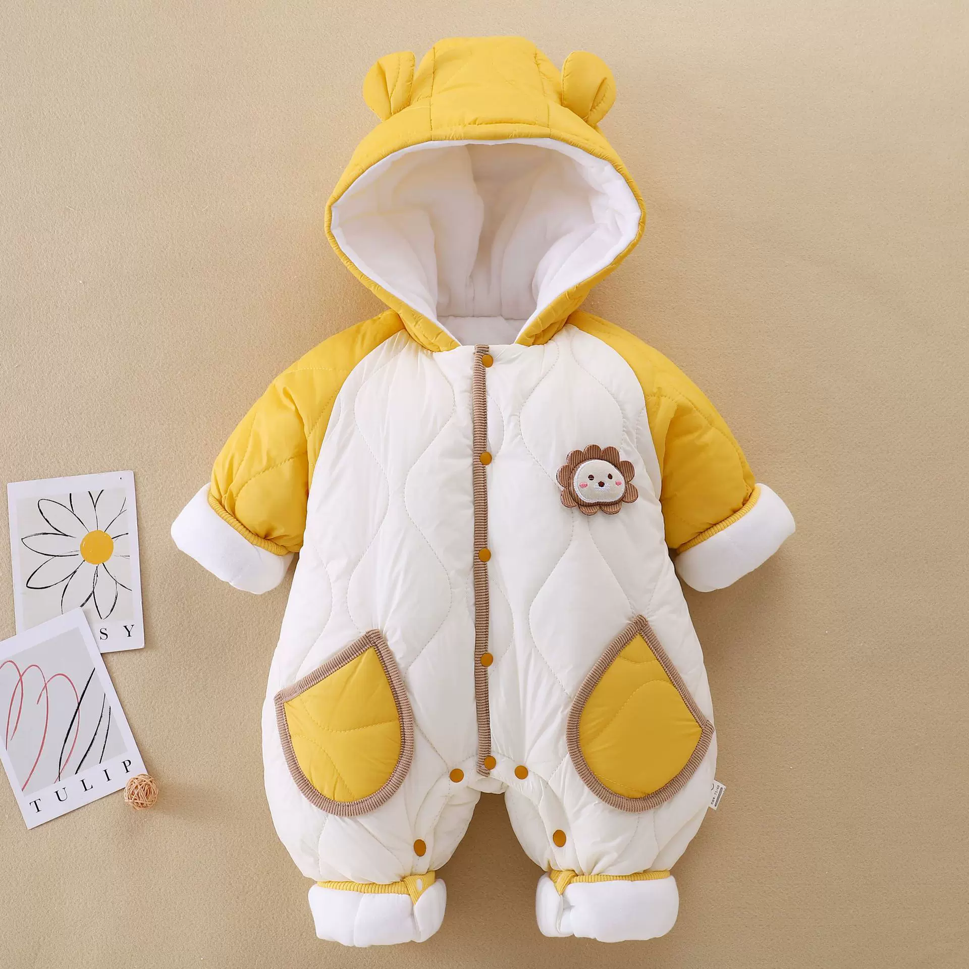 2024年秋冬轻柔加厚婴儿连体衣宝宝外出服新生儿衣服儿童爬服代发